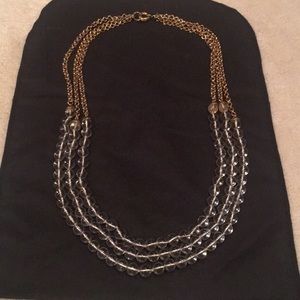 J. Crew Gold and Clear Bead Necklace